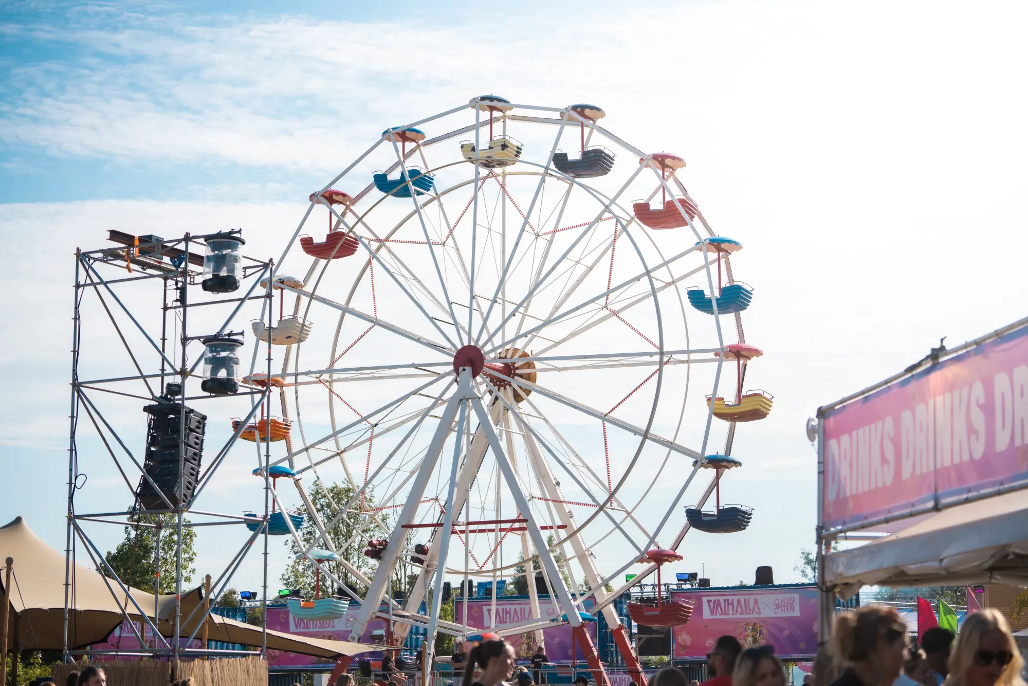 Ferris wheel and drinks stands on the festival ground