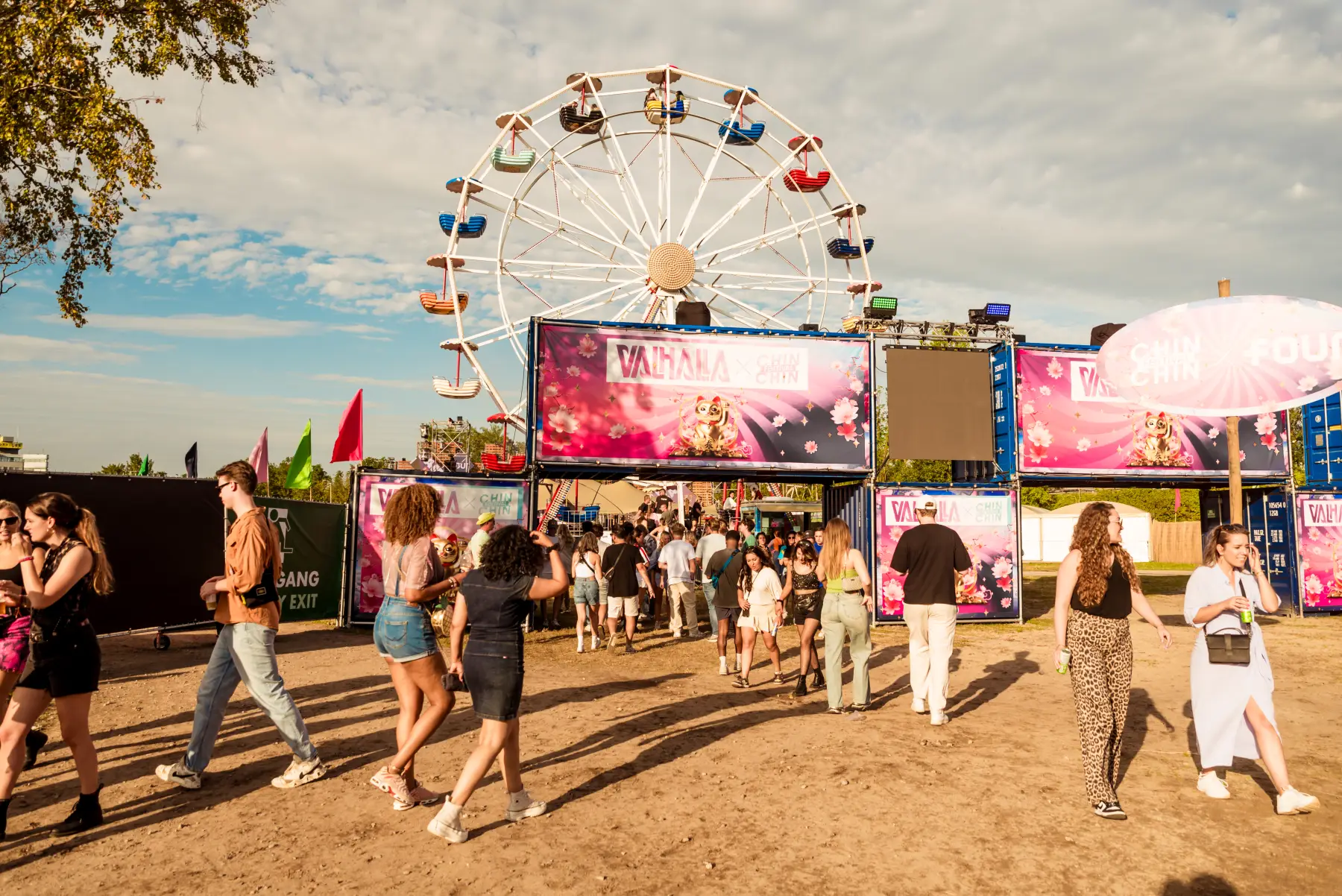 Festival ground with signage and wayfinding